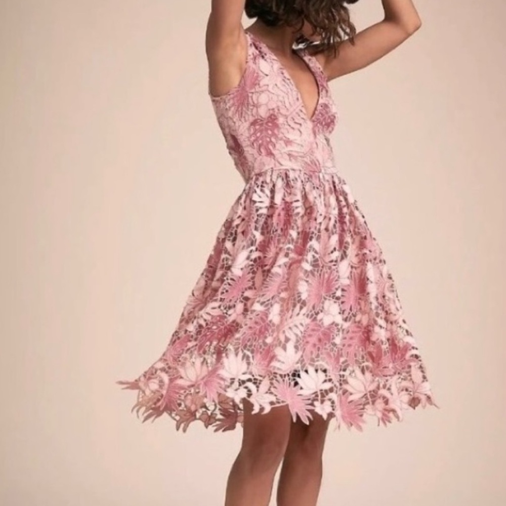 Dress the Population BHLDN Floral Lace Rita Dress in Rose